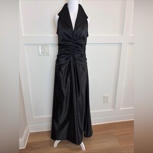 Tadashi Shoji Black Satin Maxi Dress